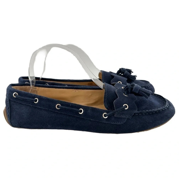 Talbots womens flats size 9.5 navy blue suede tassel driving loafers - Picture 2 of 14